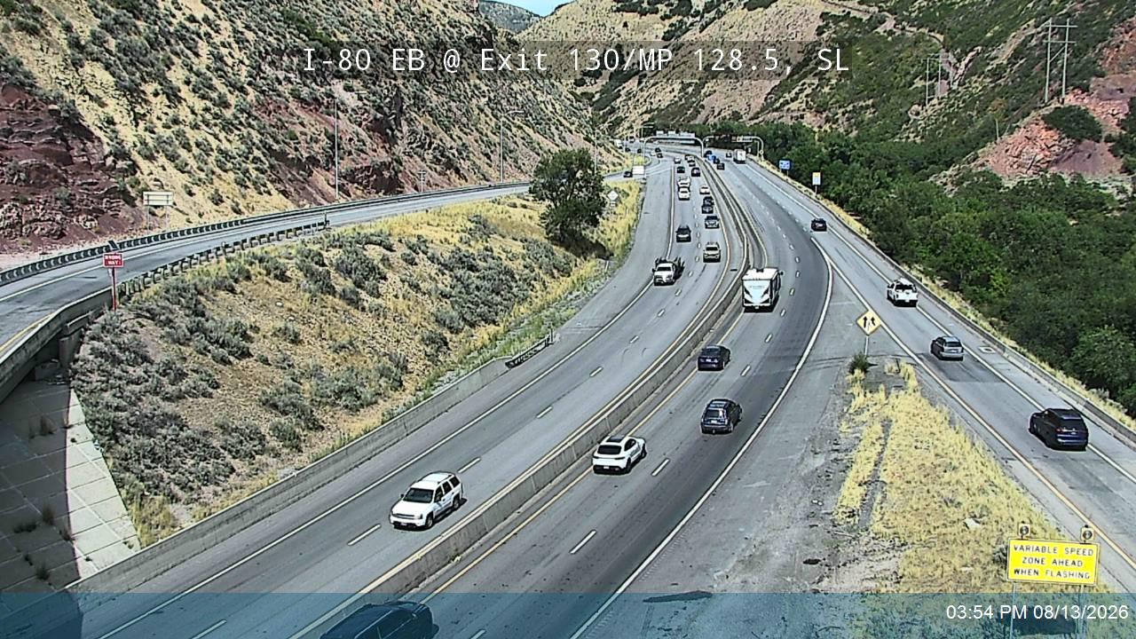I-80 / Parley's Canyon EB @ Exit 130 to SB I-215 E / MP 128.5, SL
