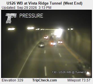 US26 WB at Vista Ridge Tunnel (West End)