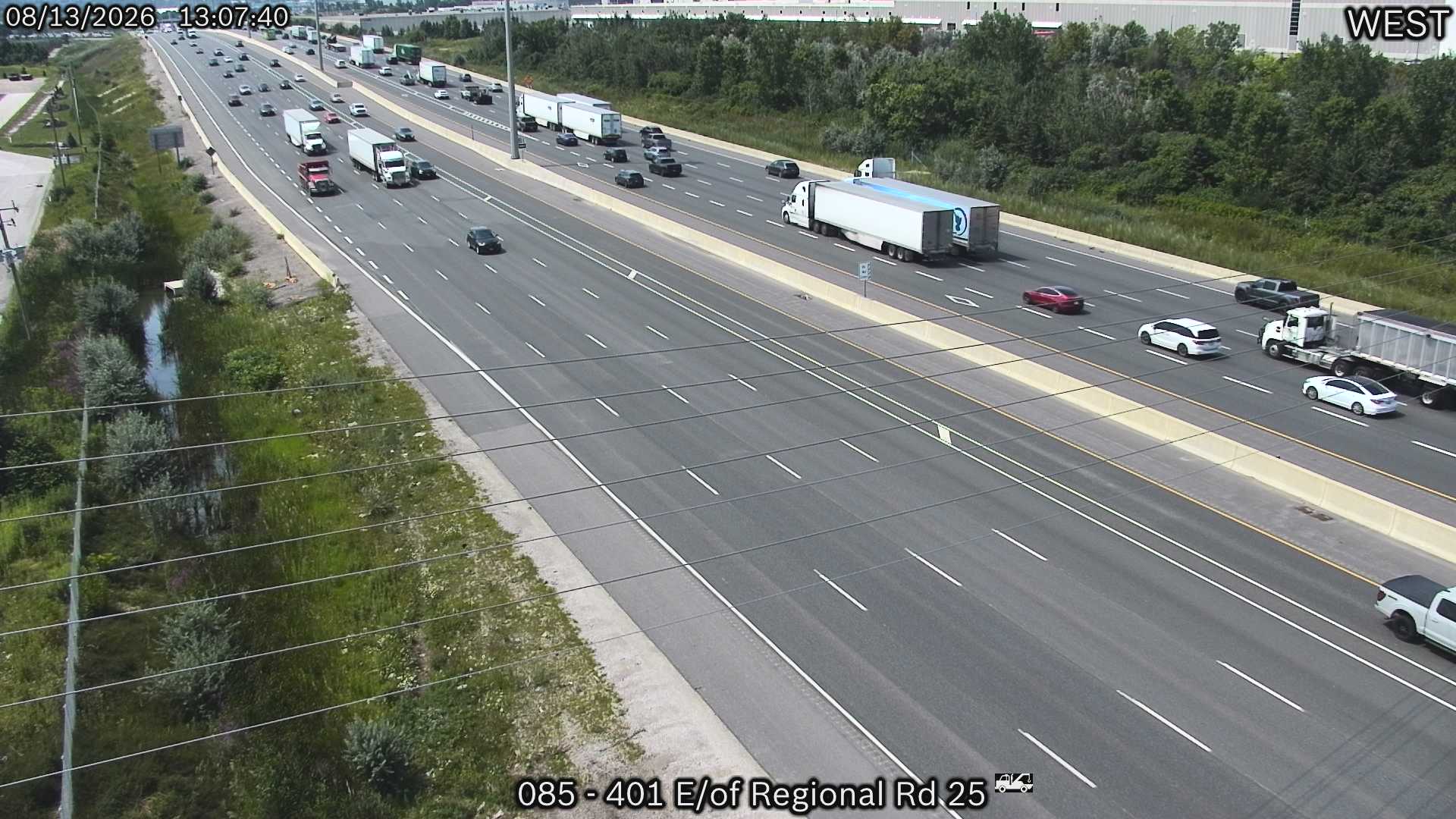 Highway 401 East of Regional Road 25