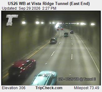 US26 WB at Vista Ridge Tunnel (East End)