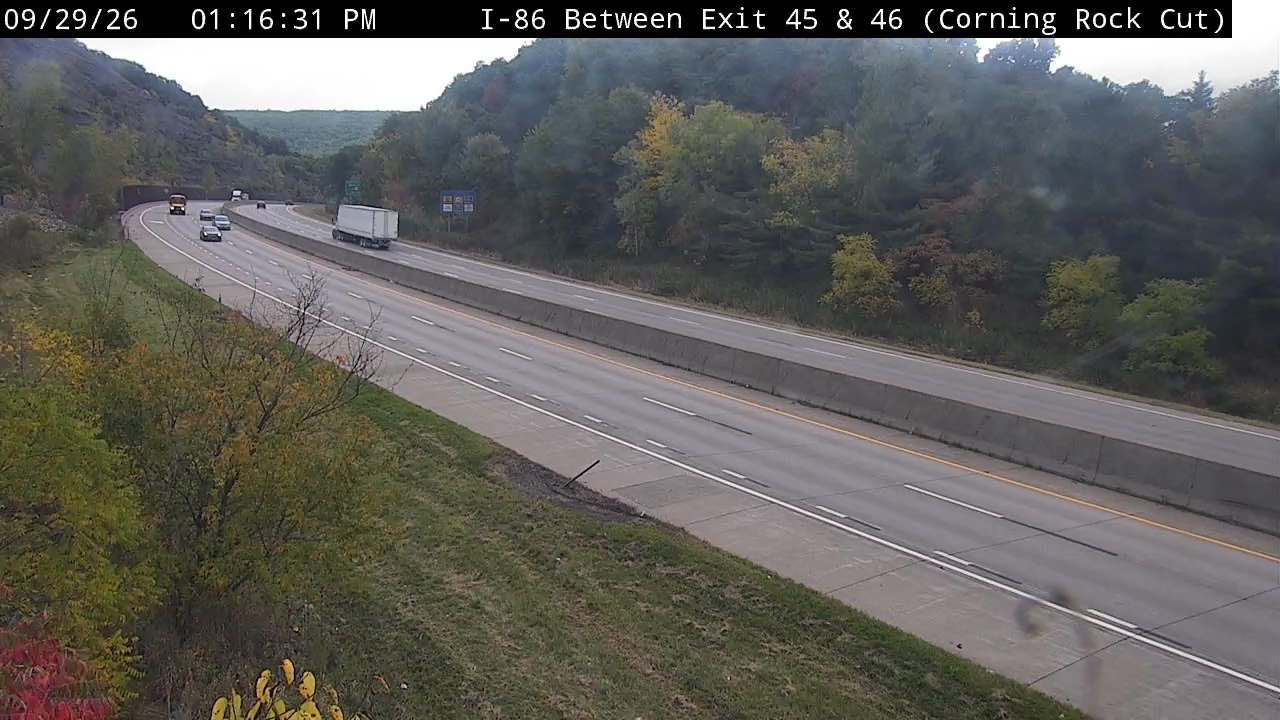 I-86 at Corning Rock Cut (between Exit 45-46 Westbound)